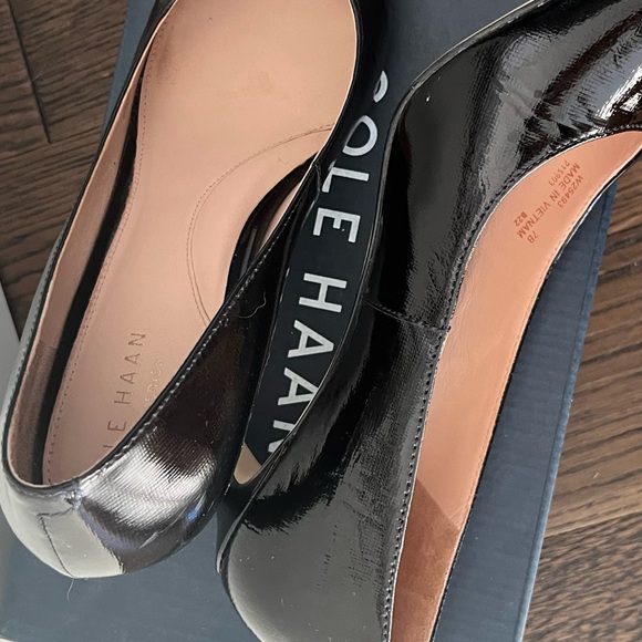 Cole Haan Gabbie Pump 80mm Black Saffiano Leather Patent - Picture 7 of 14